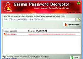 Garena Password Decryptor screenshot