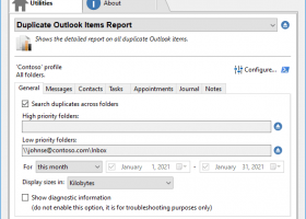 Duplicate Outlook Items Report screenshot