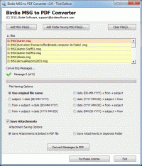 Exporting Outlook MSG in Adobe PDF screenshot