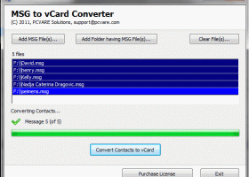 Conversion MSG to vCard screenshot